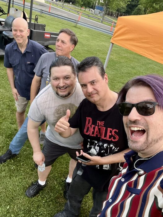 The five members of Mystical Majesty Band before their Rock the Park show in Orangeburg, New York